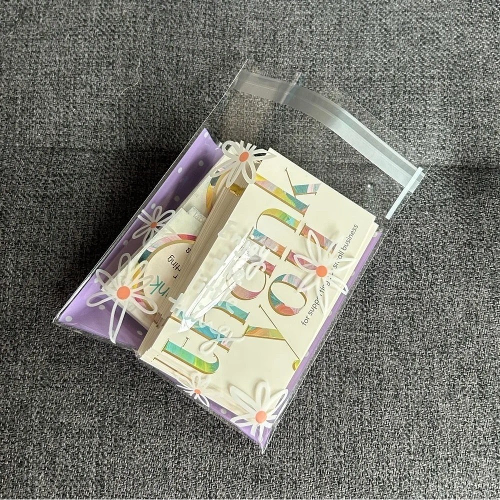 25 THANK YOU Business Cards + 25 Stickers, Starter Set, Colorful, Gold Foil